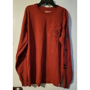 Carhartt Relaxed Fit Long Sleeve Pocket Tee Red Graphic Logo Size M